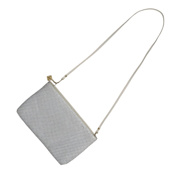 Vintage Whiting and Davis Ivory Enamel Metal Mesh & Leather Shoulder Bag - Picture 2 of 9